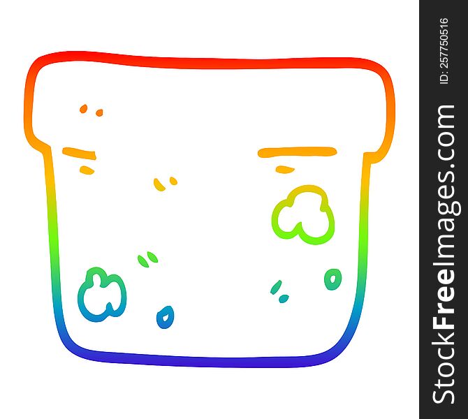 rainbow gradient line drawing of a cartoon plant pot