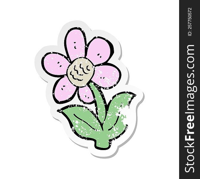 Retro Distressed Sticker Of A Cartoon Flower