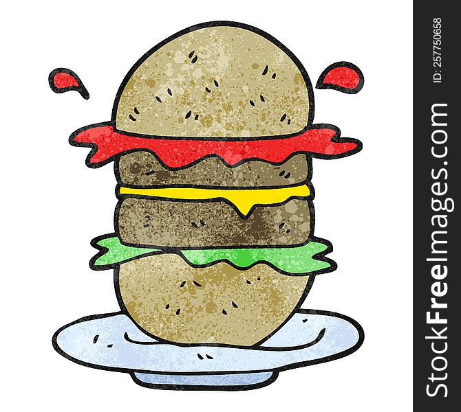 freehand textured cartoon burger