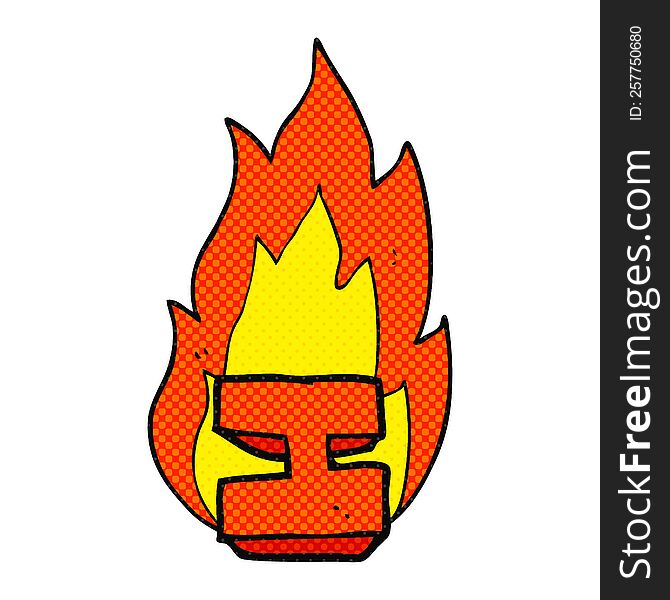 Comic Book Style Cartoon Flaming Letter I