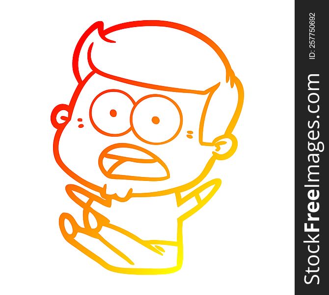 warm gradient line drawing of a cartoon shocked man