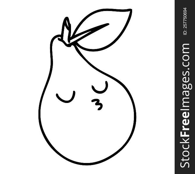 line doodle of a nice good looking pear