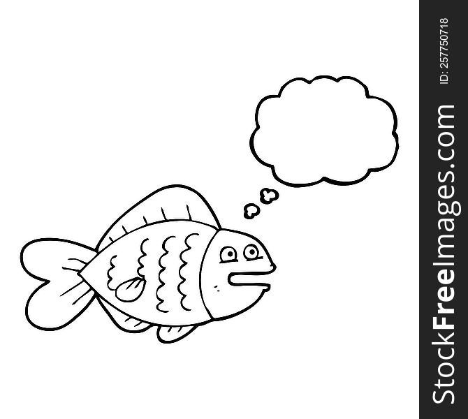 freehand drawn thought bubble cartoon funny fish