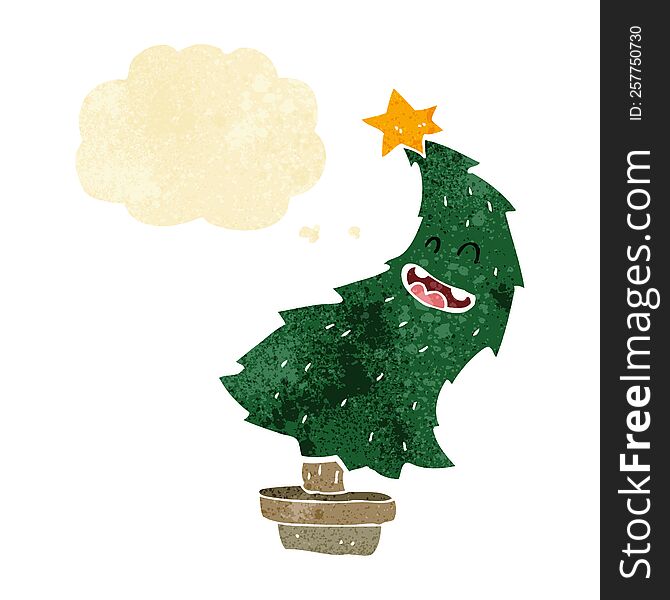 Cartoon Dancing Christmas Tree With Thought Bubble