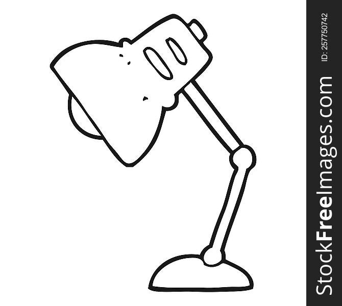 freehand drawn black and white cartoon lamp