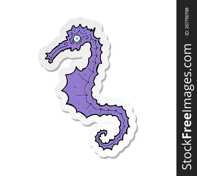 sticker of a cartoon sea horse