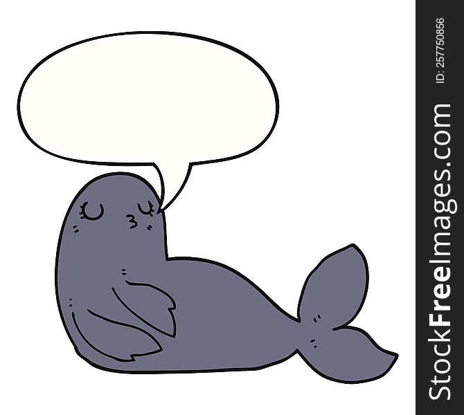 cartoon seal with speech bubble. cartoon seal with speech bubble