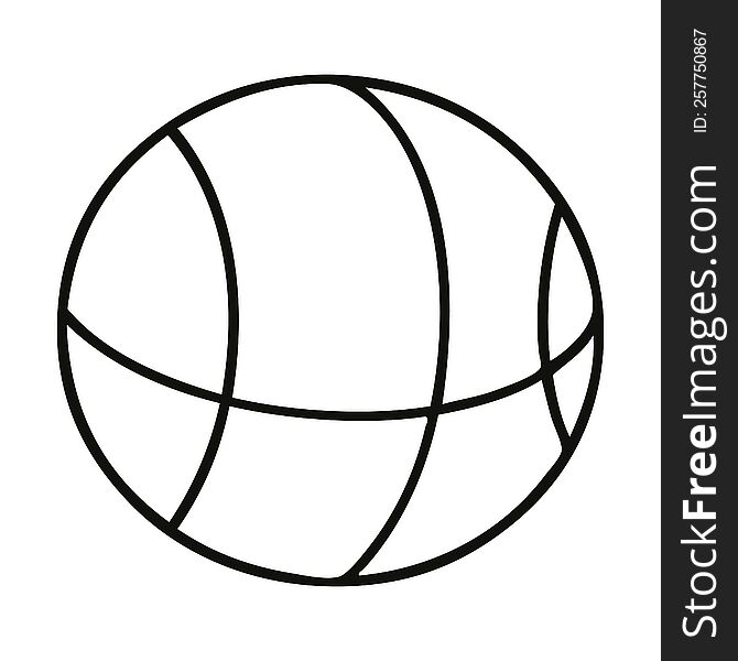 line drawing cartoon of a basket ball