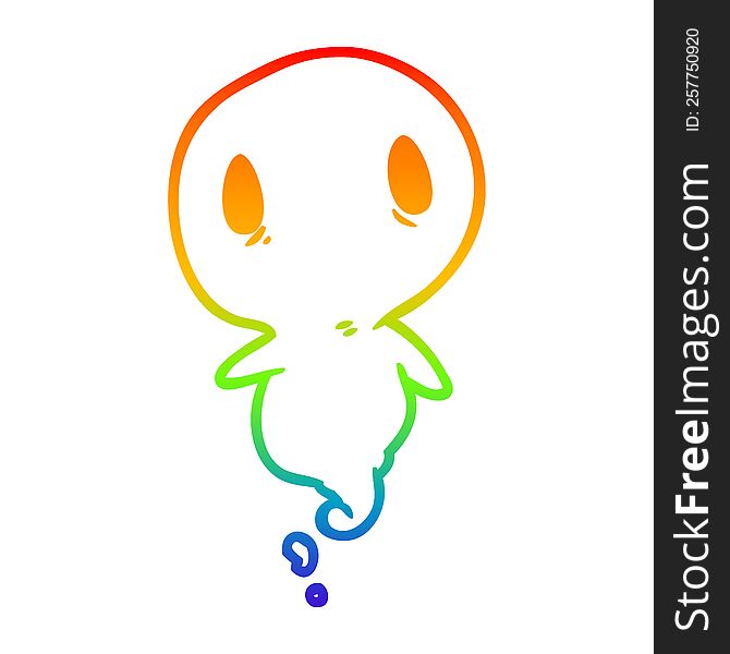 Rainbow Gradient Line Drawing Cute Ghost