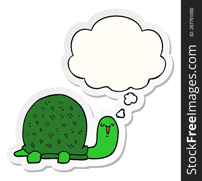 Cute Cartoon Turtle And Thought Bubble As A Printed Sticker