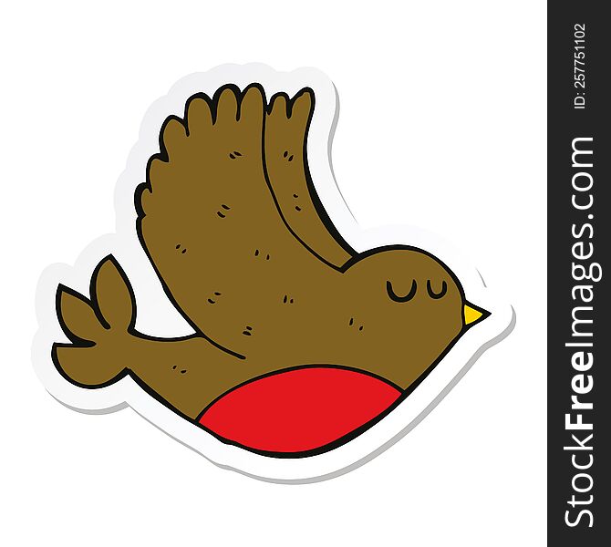 Sticker Of A Cartoon Flying Bird