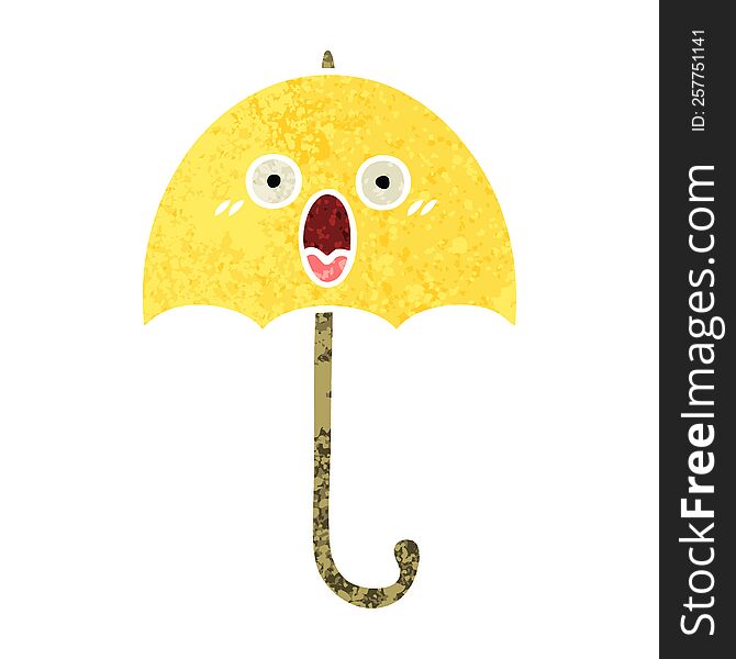 Retro Illustration Style Cartoon Umbrella