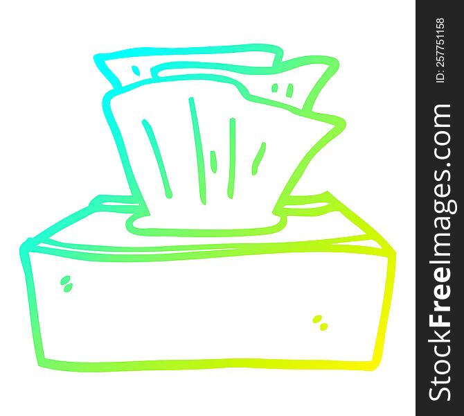 Cold Gradient Line Drawing Cartoon Box Of Tissues