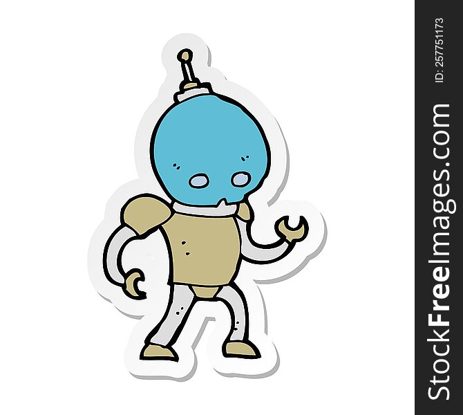 Sticker Of A Cartoon Alien Robot