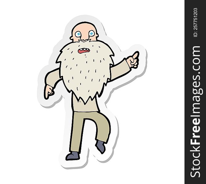 Sticker Of A Cartoon Stressed Old Man