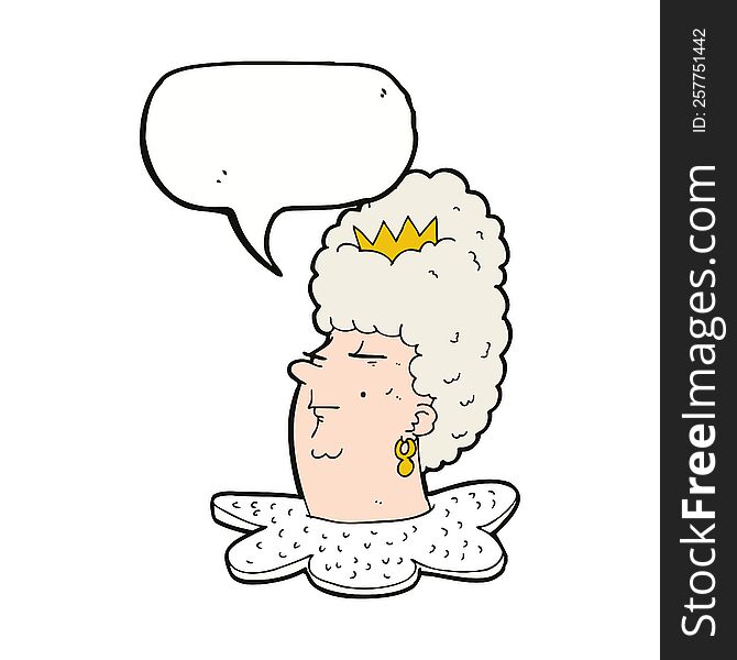 cartoon queen\'s head with speech bubble