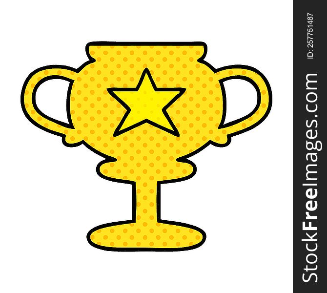 Comic Book Style Cartoon Gold Trophy