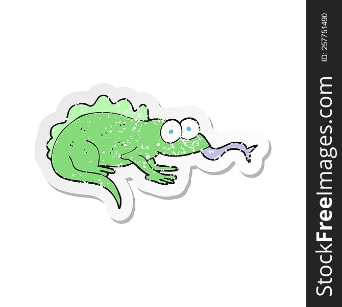 Retro Distressed Sticker Of A Cartoon Lizard