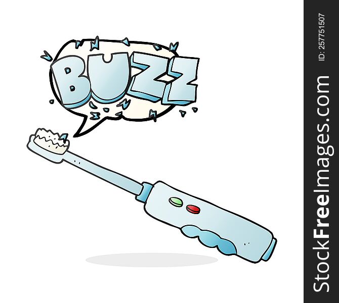 freehand drawn speech bubble cartoon buzzing electric toothbrush