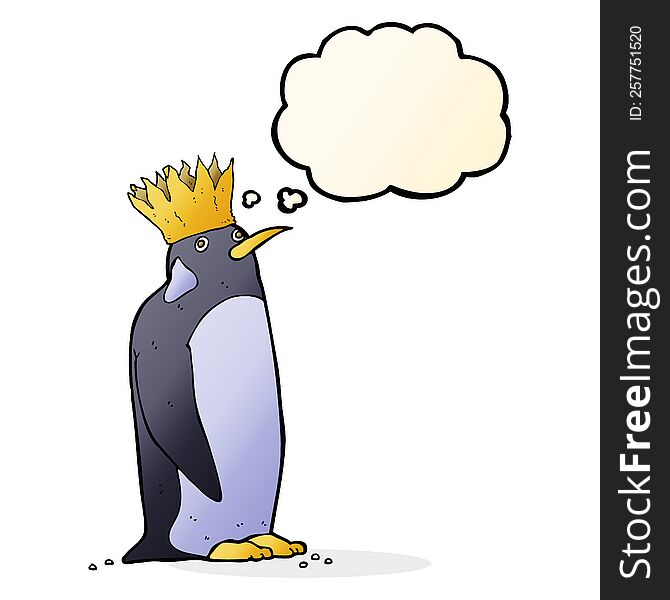 Cartoon Emperor Penguin With Thought Bubble