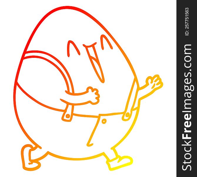 warm gradient line drawing of a humpty dumpty cartoon egg man