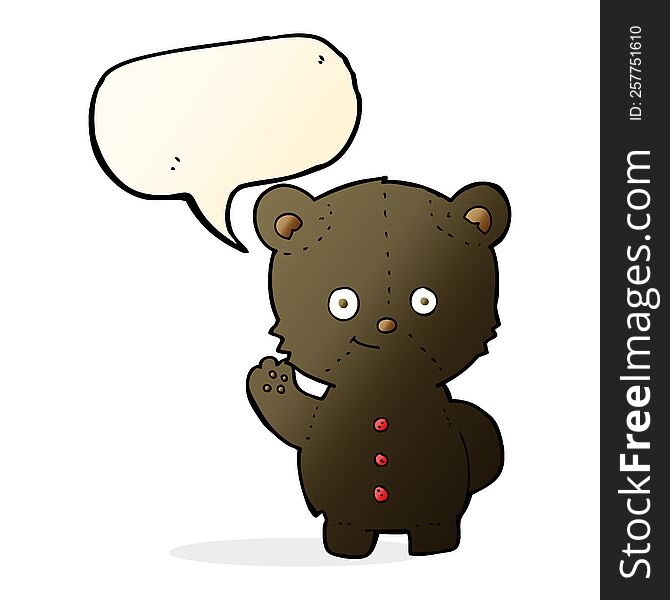 Cartoon Black Bear Cub With Speech Bubble