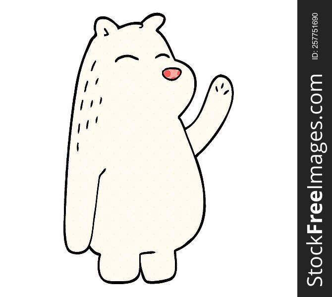 cartoon doodle polar bear waving