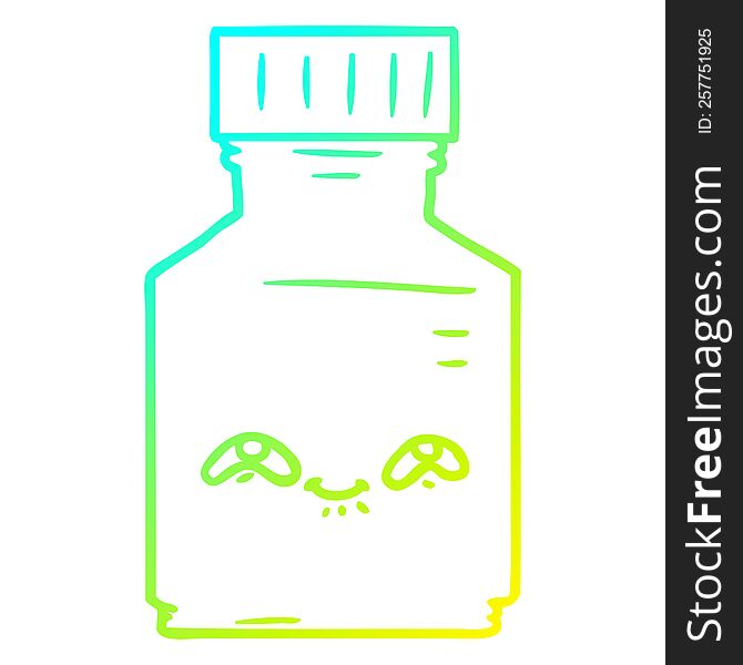 Cold Gradient Line Drawing Cartoon Pill Jar