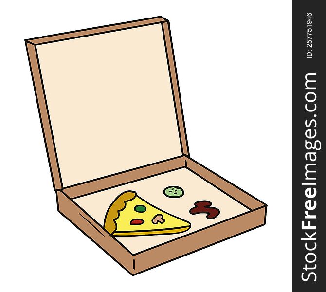 hand drawn cartoon doodle of a slice of pizza