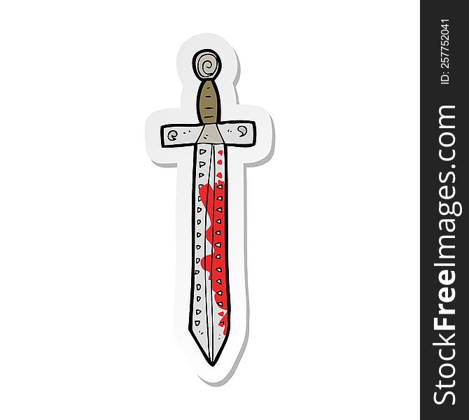 sticker of a cartoon blood splattered sword
