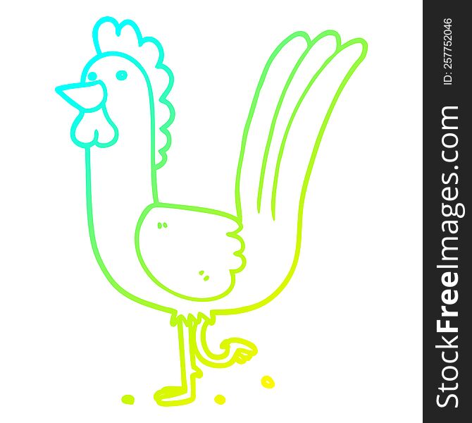 cold gradient line drawing of a cartoon rooster