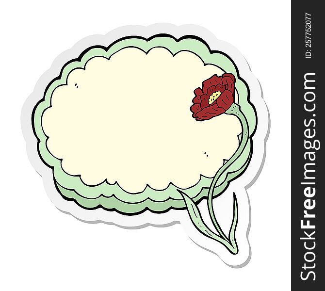 Sticker Of A Cartoon Flower And Cloud Frame