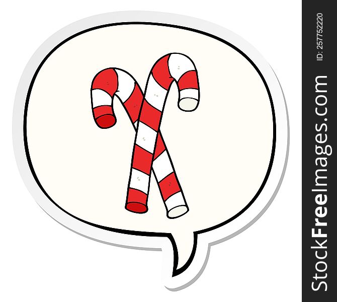 cartoon candy canes with speech bubble sticker