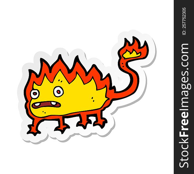 Sticker Of A Cartoon Little Fire Demon