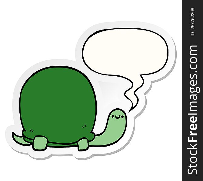 Cute Cartoon Tortoise And Speech Bubble Sticker