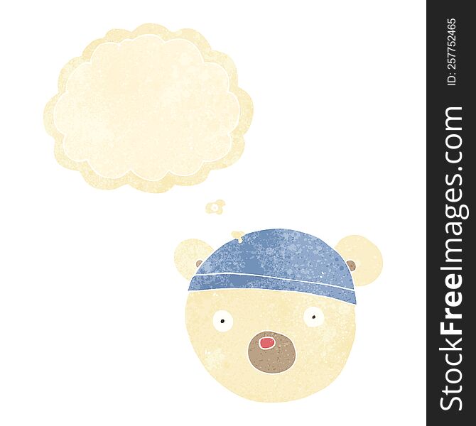 Cartoon Polar Bear Cub Wearing Hat With Thought Bubble