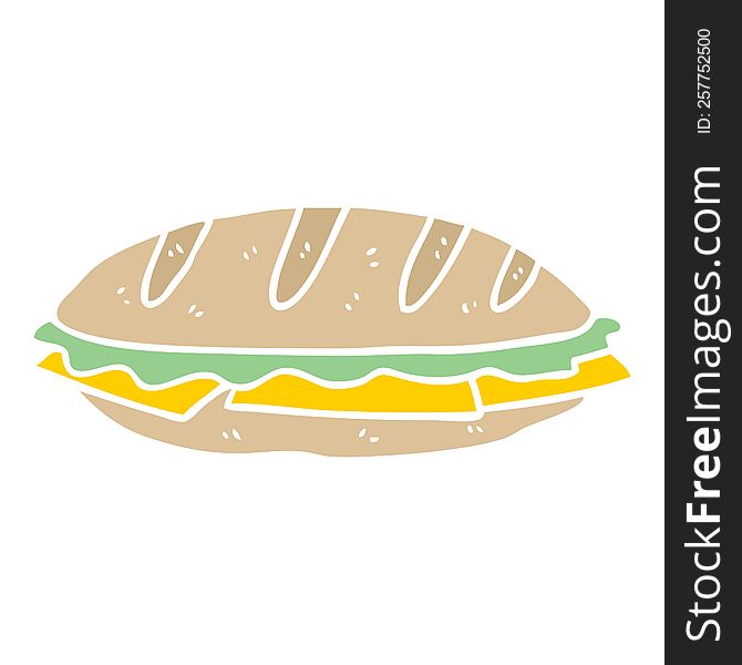 Flat Color Style Cartoon Chesse Sandwich