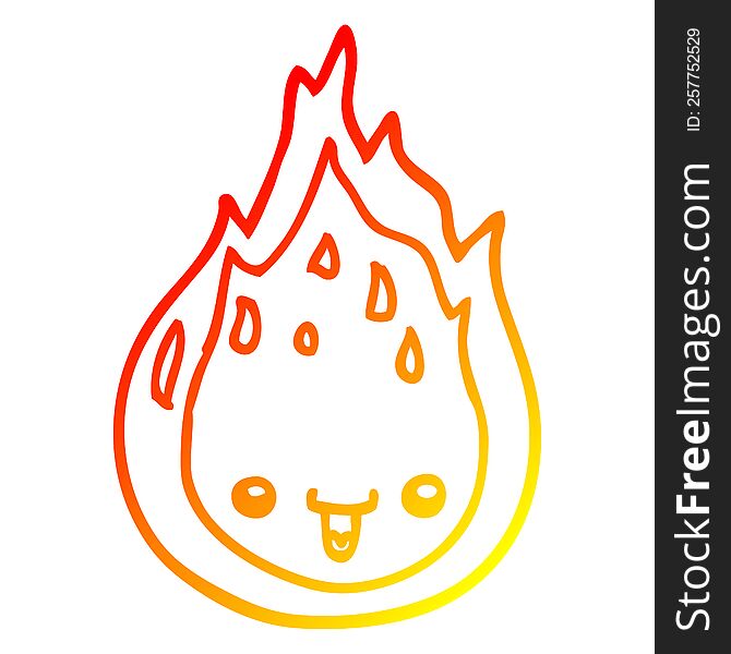 warm gradient line drawing of a cartoon flame
