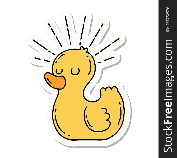 sticker of tattoo style rubber duck