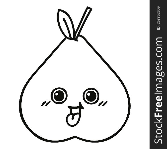 Line Drawing Cartoon Pear