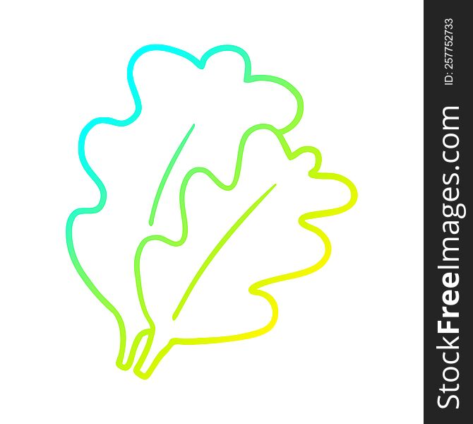 cold gradient line drawing of a fall leaves cartoon