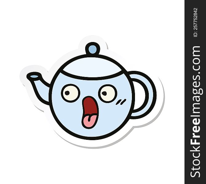 sticker of a cute cartoon teapot