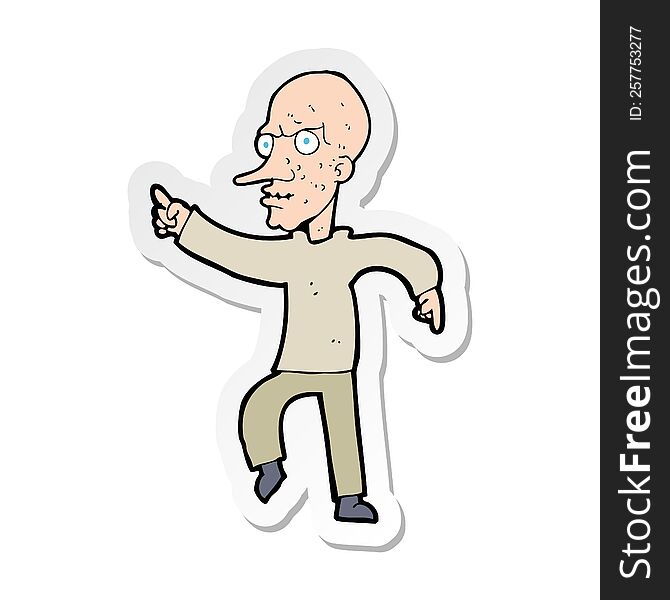 sticker of a cartoon angry old man