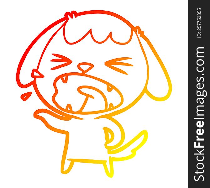 warm gradient line drawing of a cute cartoon dog barking