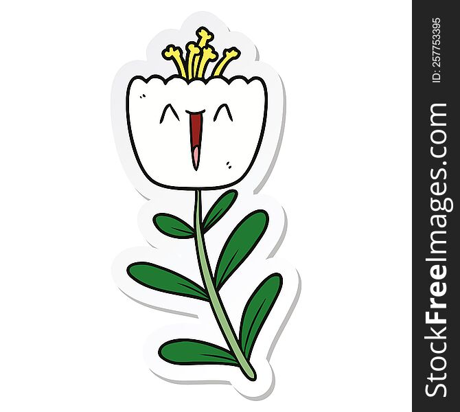 Sticker Of A Happy Cartoon Flower