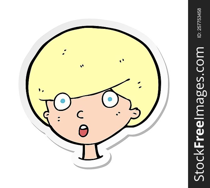 sticker of a cartoon surprised boy