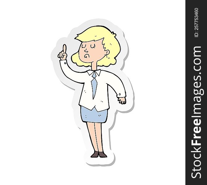 Sticker Of A Cartoon Woman Making Point