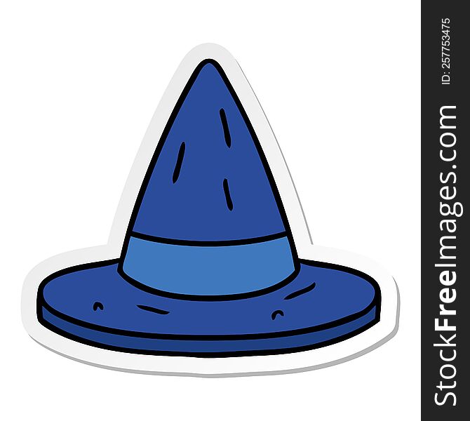 Sticker Cartoon Doodle Of A Witches Hat