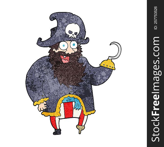 freehand textured cartoon pirate captain