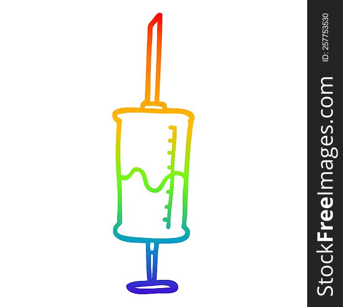 rainbow gradient line drawing cartoon vaccine injection